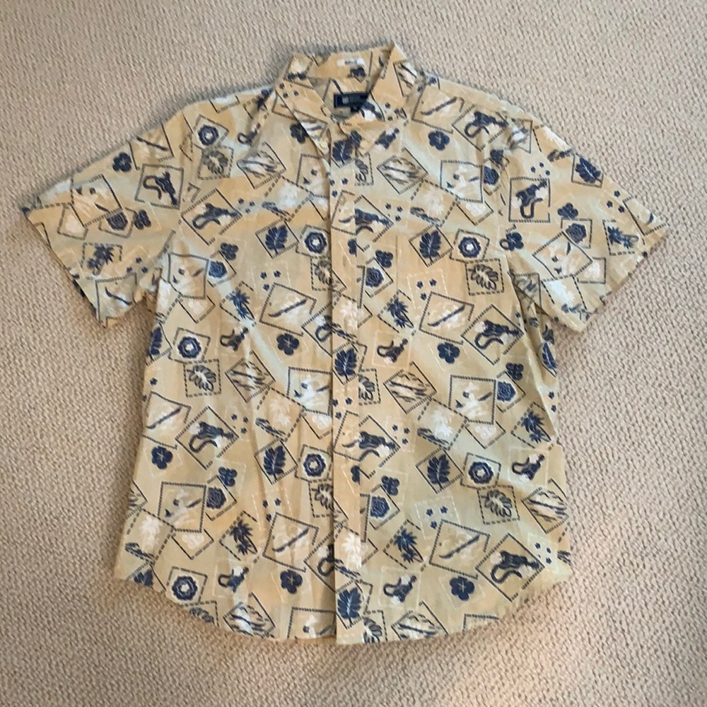 Reyn Spooner Yellow and Blue Collared Shirt